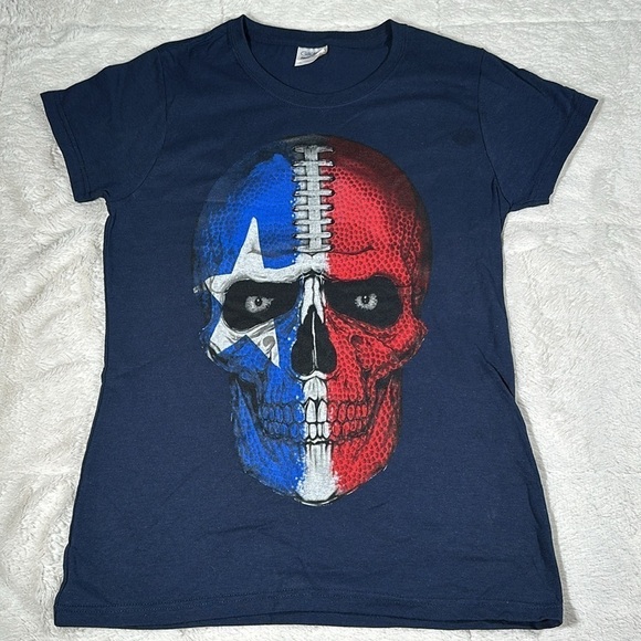 Houston Texans Skull Ladies Tee T-Shirt women’s size Small Navy Battle Red NWOT - Picture 3 of 13